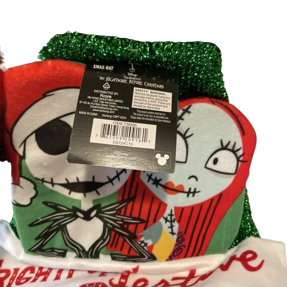 Disney Nightmare Before Christmas Jack &‎ Sally Frightfully Festive Xmas Hat
